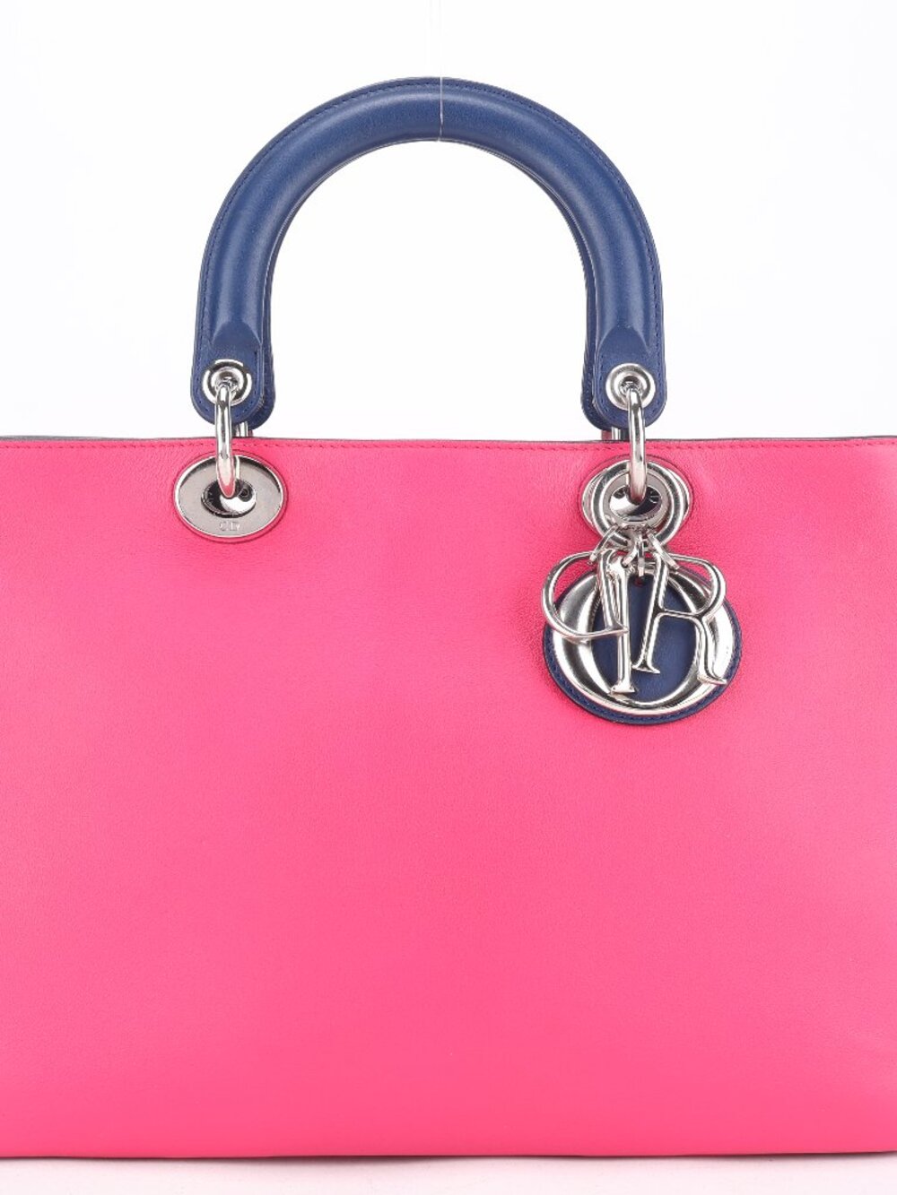Christian Dior Diorissimo Medium Tote – Hot Pink & Blue Leather w/ Pouch & Strap